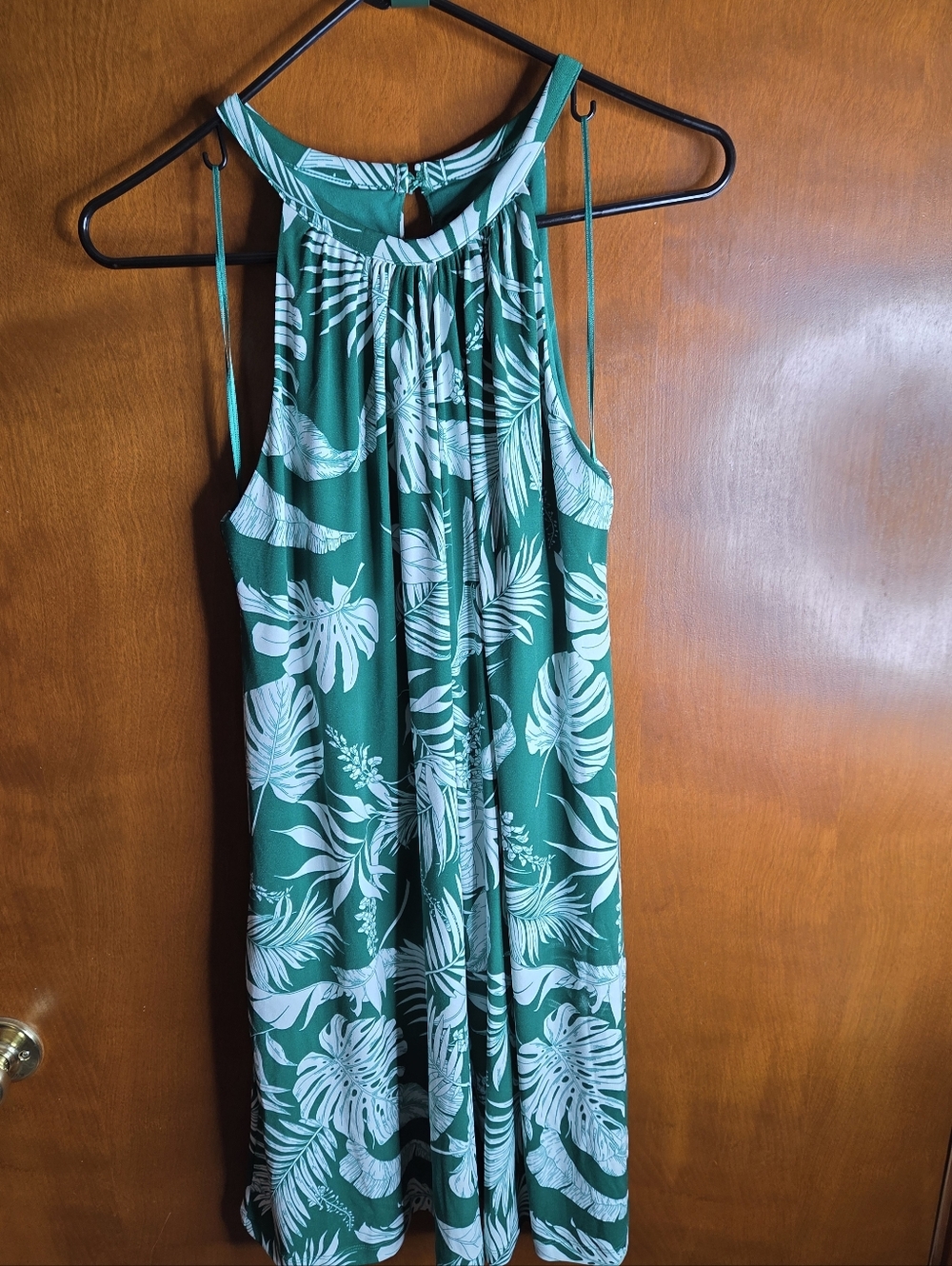 Tahari Womens Green White Tropical Palm Leaf Print Sleeveless Dress Size Med NWT